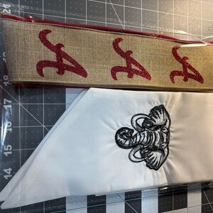 White and Tan Elephant Embroidered Scarf